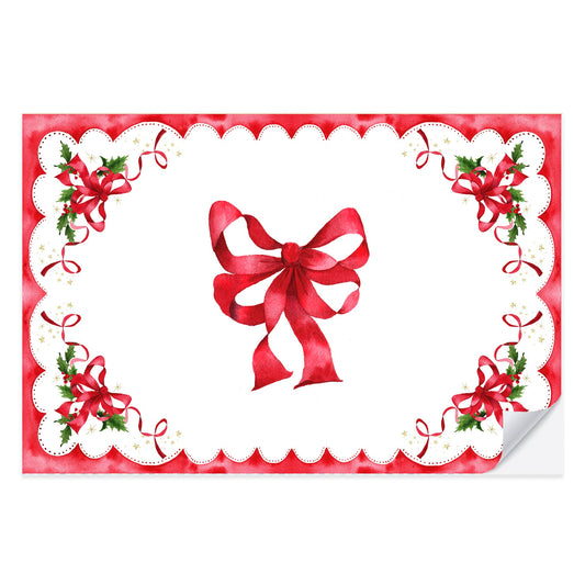 Vintage Holiday Bows Christmas Placemat Pad | 25 count