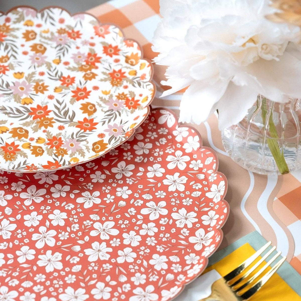 Autumn floral dessert plates by Gatherings by Curated Paperie featuring fall-inspired floral designs on elegant plates.