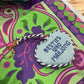 Southern Decorative Besties Who Mahjong needlepoint bag charm featuring colorful, detailed embroidery of characters and game tiles.