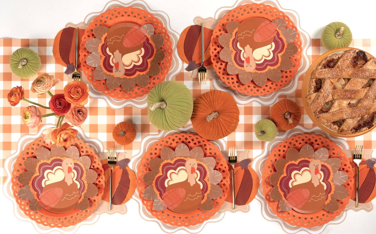 Orange Basketweave Dinner Plates | Set of 8