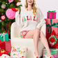 Shiraleah FA LA LA slippers in large/X-large size, cozy soft fabric with festive holiday design and plush interior.