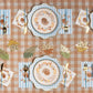 Set of 8 Fall Foliage Turkey Dessert Plates with gold foil accents by Bonjour Fête, featuring autumn leaves and festive turkey design.