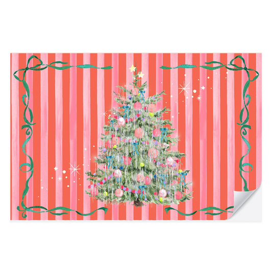Vintage Tinsel Christmas Tree Placemat Pad | 25 count