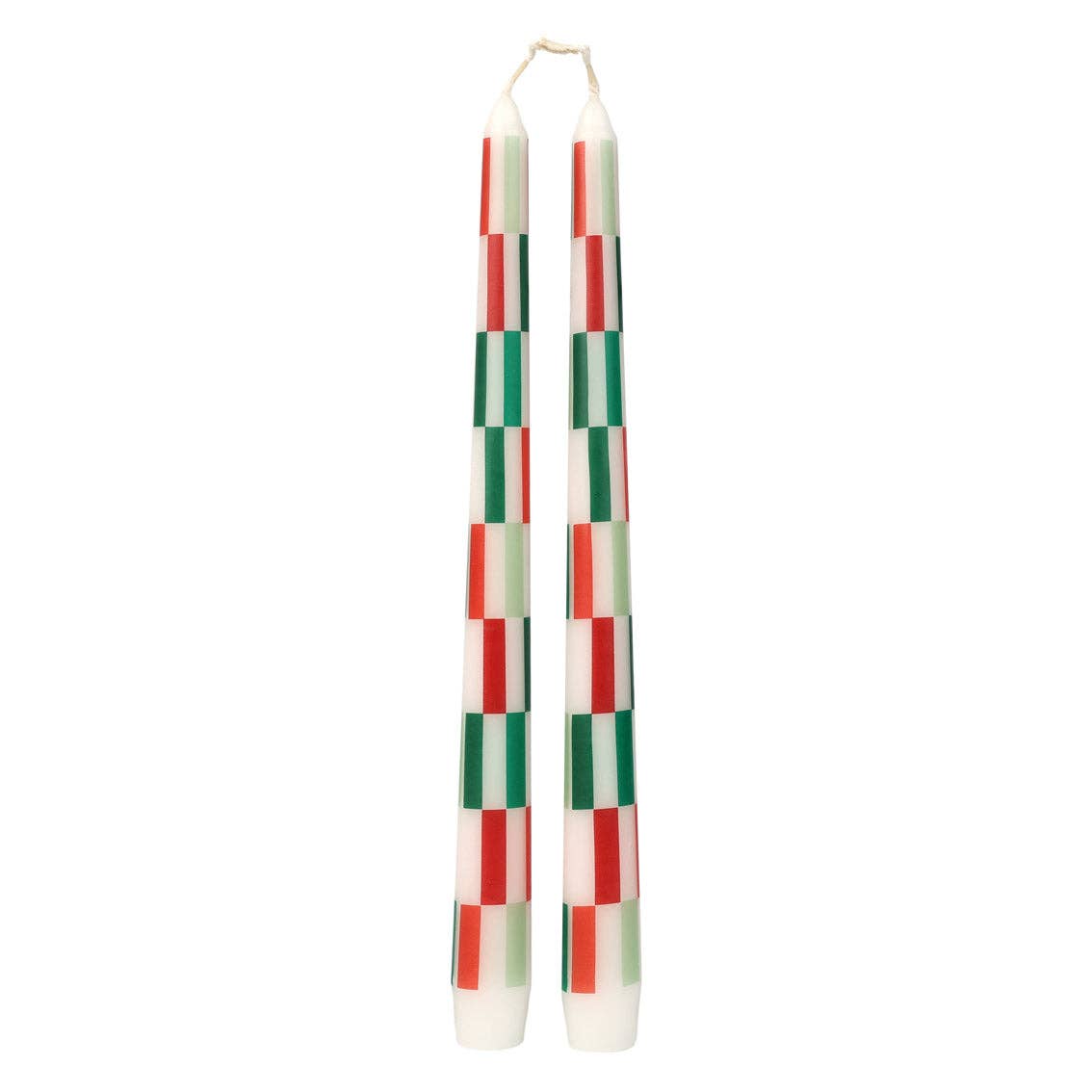 Red & Green Check Dinner Candles | 2 count
