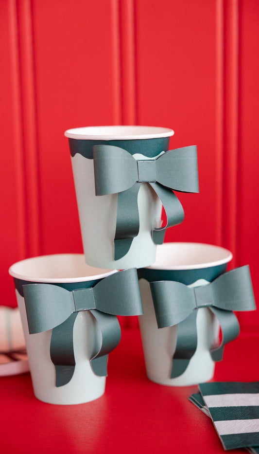 Mint and Green Bow Paper Cups | 8 count