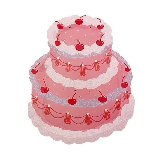 Set of 8 Cherry On Top Cake Dinner Plates by Jollity & Co. and Daydream Society, featuring colorful cherry and dessert illustrations.