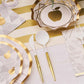 Bella Disposable Plastic Cutlery Set – White & Gold | 24-Piece Set - Porcupine Paper Co.