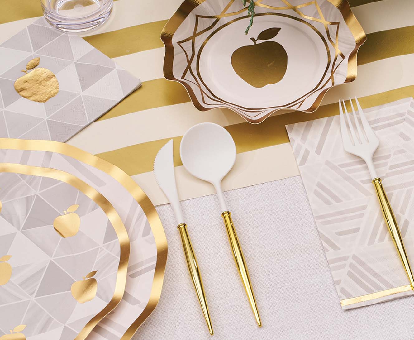 Bella Disposable Plastic Cutlery Set – White & Gold | 24-Piece Set - Porcupine Paper Co.
