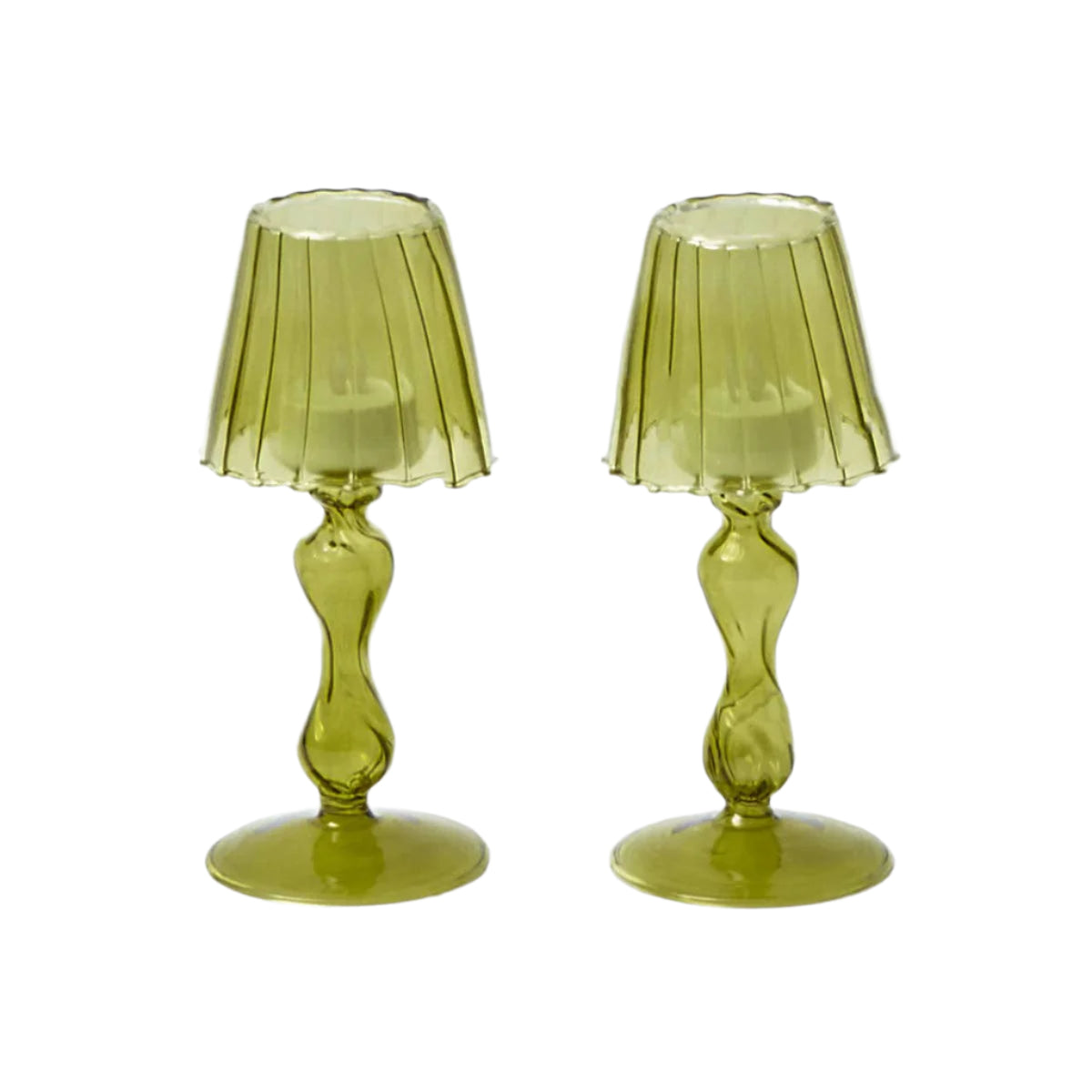 Glass Tea Light Candle Holder | Green