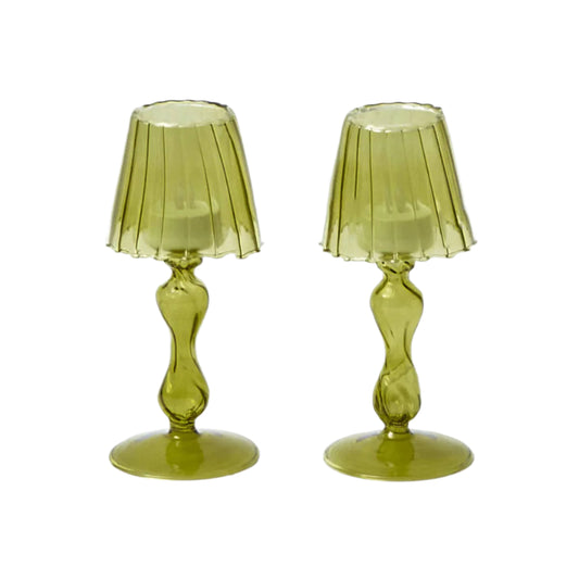 Glass Tea Light Candle Holder | Green