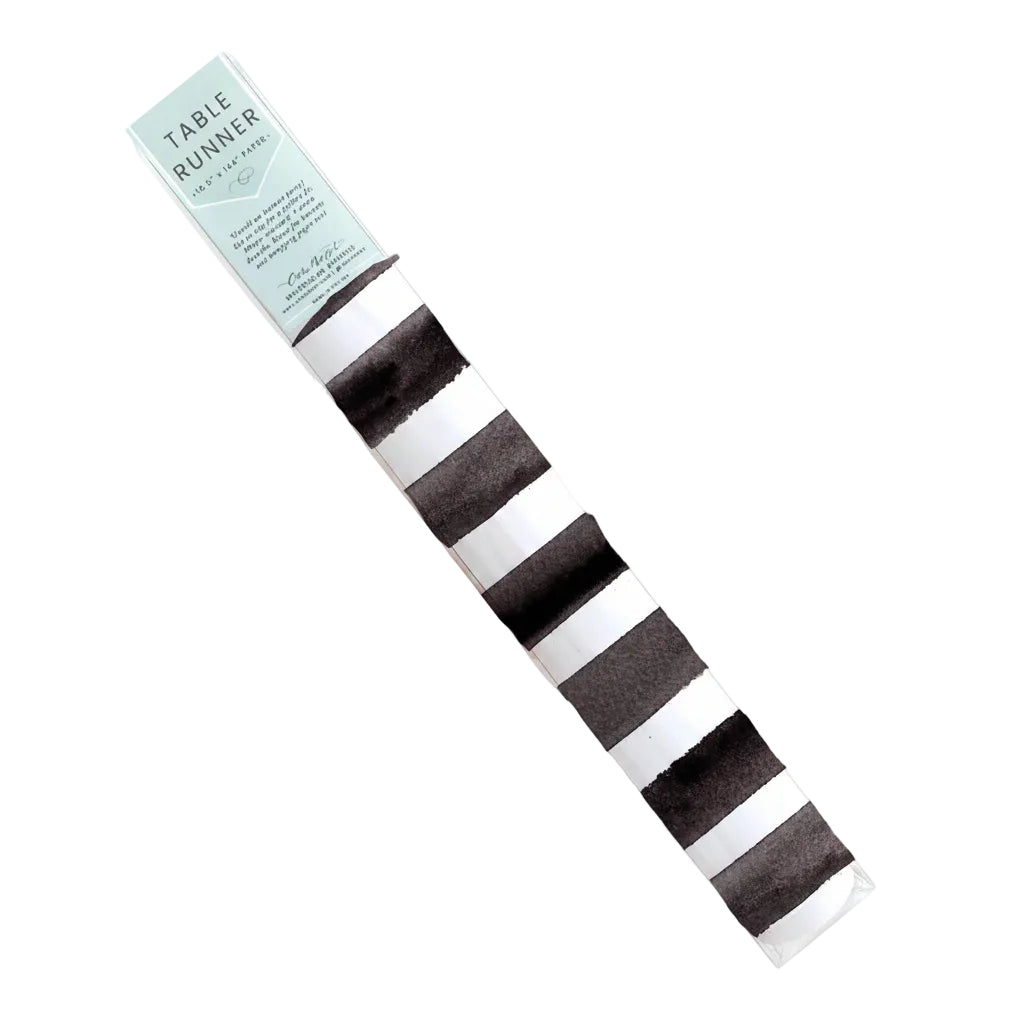 Black and White Stripes Table Runner | 16.5" × 96"