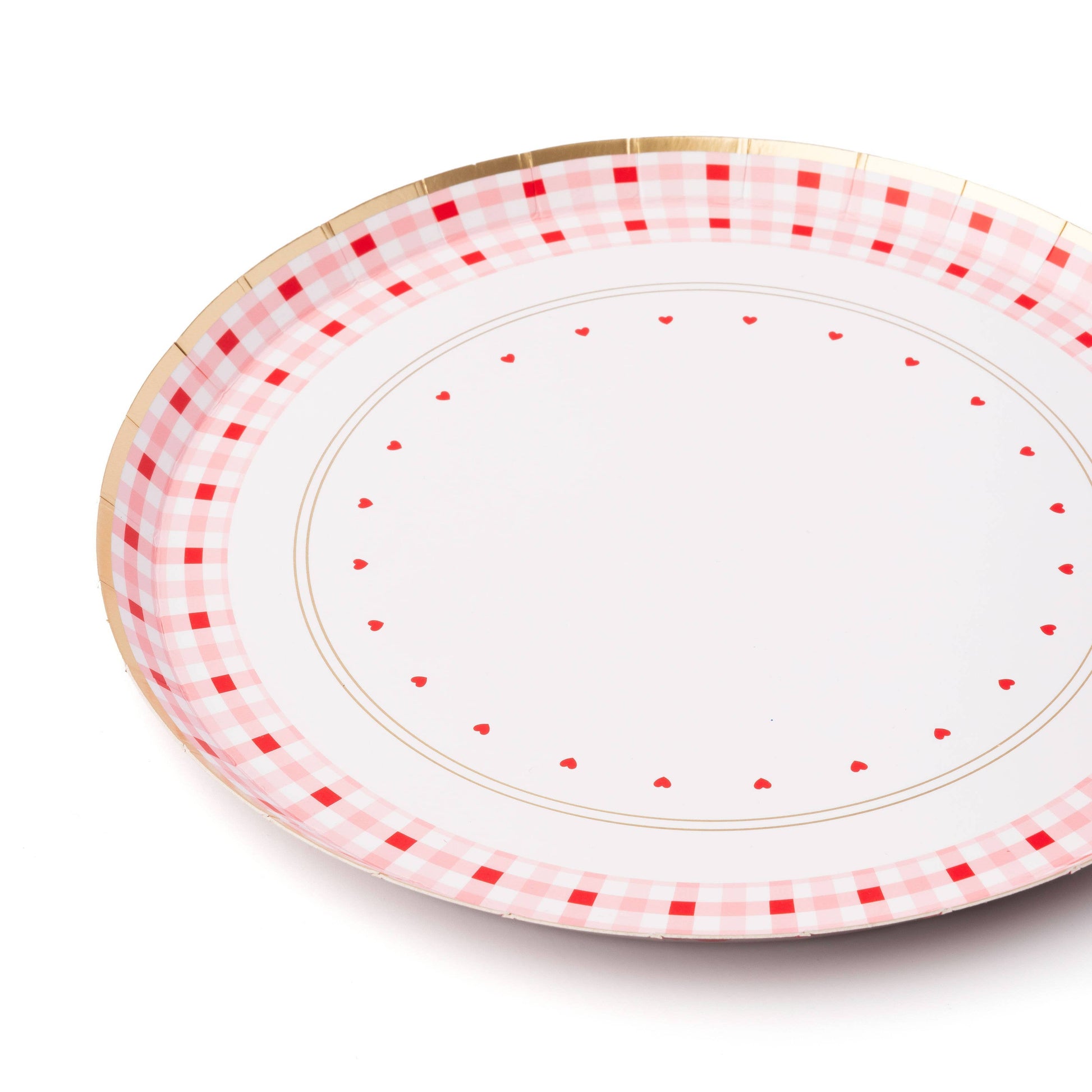 Valentine Red Gingham Dessert Plates 8.25" | Set of 8 - Porcupine Paper Co.
