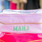 Clear Mahjong Tile Storage Bag with Handles: Hot Pink / Let's Mahj - Porcupine Paper Co.