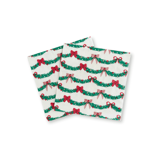 Ribbons & Cheer Gingerbread Bow Beverage Napkins | 24 count