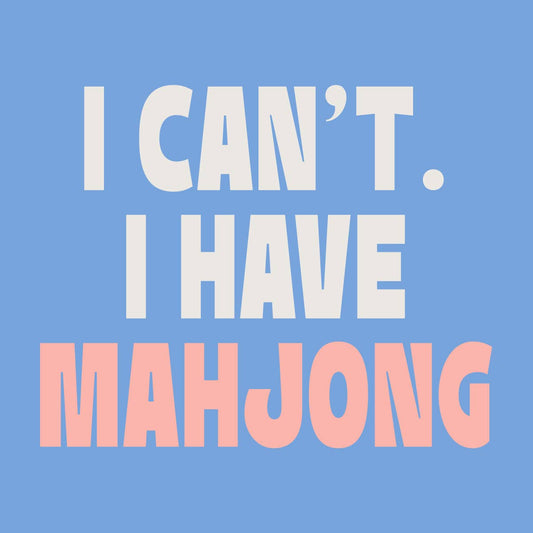 Set of 20 Funny Mahjong Cocktail Napkins with "I Have Mahjong" print, featuring colorful Mahjong tile designs for fun gatherings