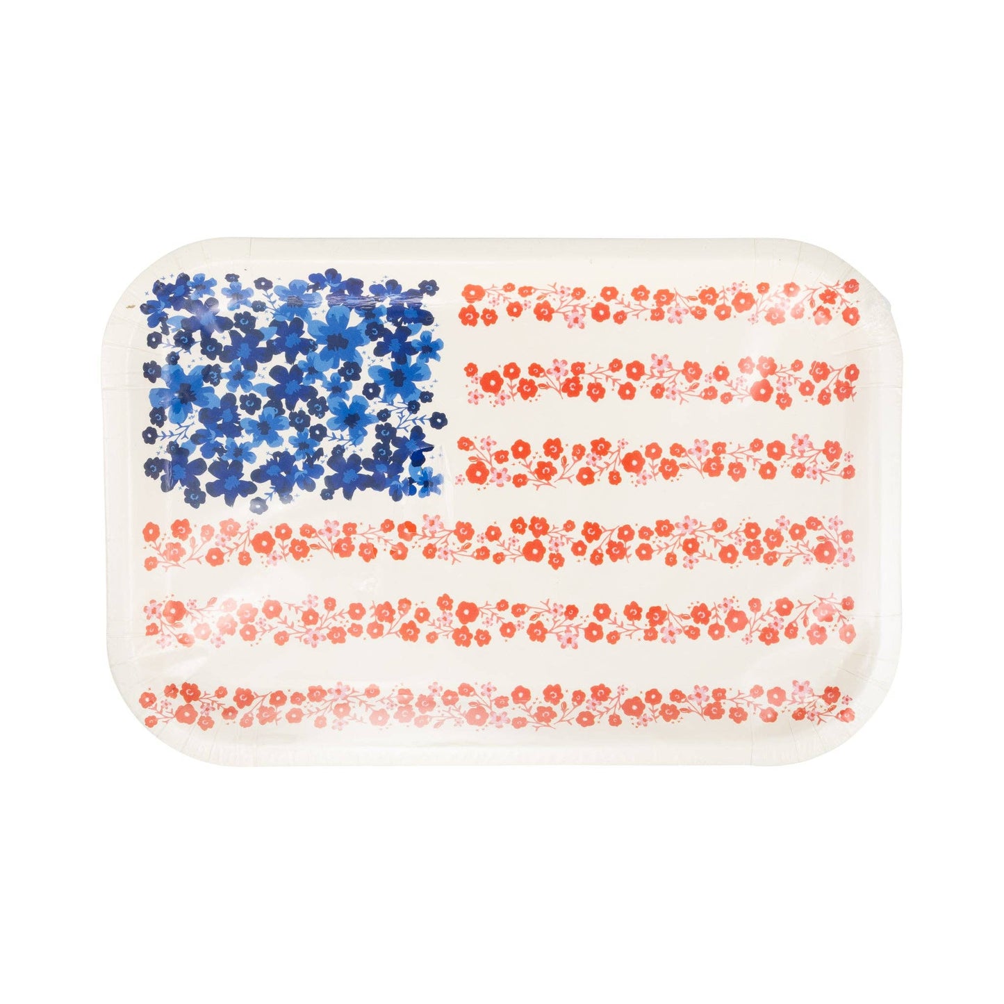 My Mind’s Eye floral flag plate set with vibrant flower patterns, 8 decorative plates for celebrations or displays.