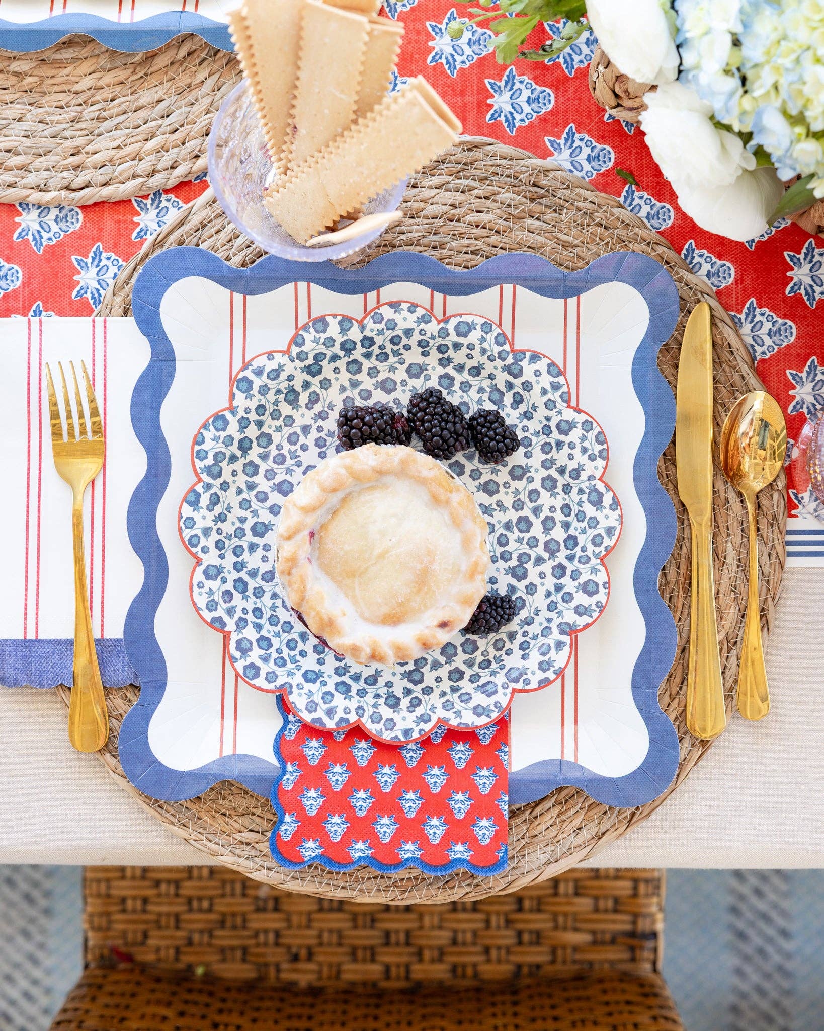 My Mind’s Eye floral paper cocktail napkin with colorful botanical print, ideal for parties and gatherings.