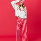 Shiraleah FA LA LA slippers in large/extra-large size with festive red and white design, cozy and soft for holiday comfort.