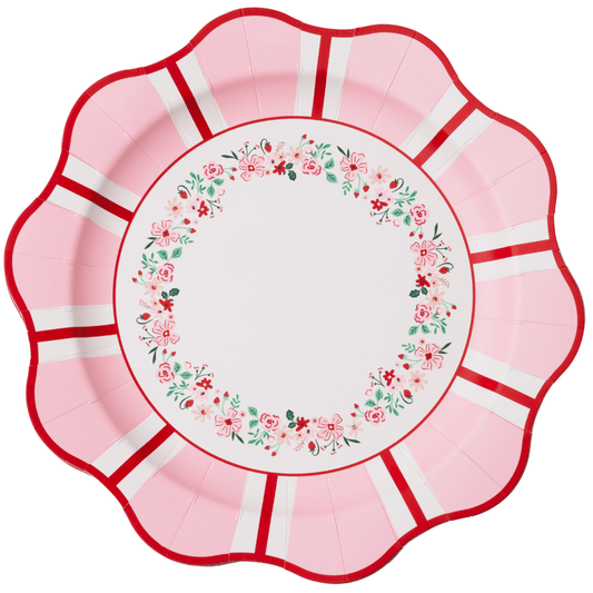 Pink & Red Floral Dinner Plates - 11" | Set of 8
