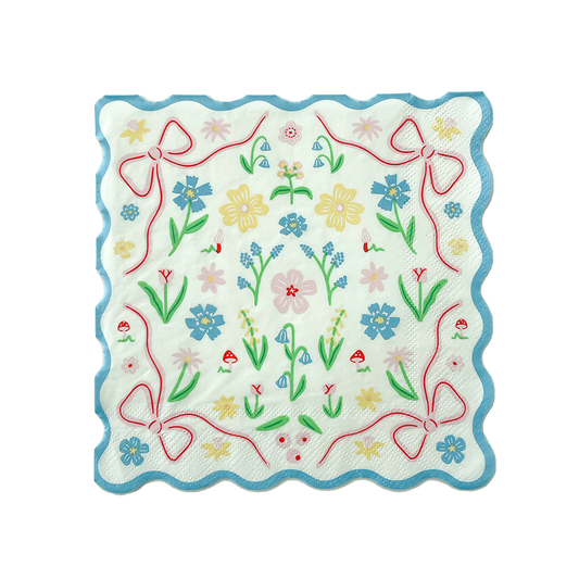 Blue Floral Large Napkins | Set of 16