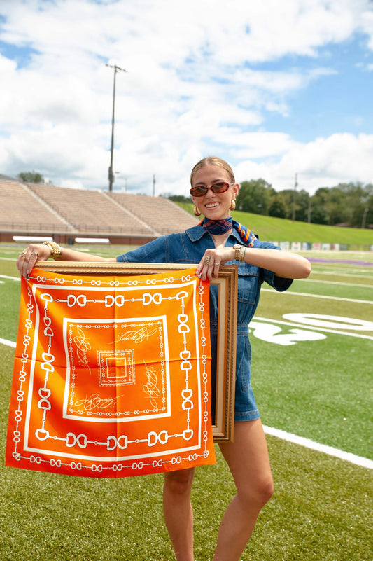 PREORDER | Orange & White Silk Scarf