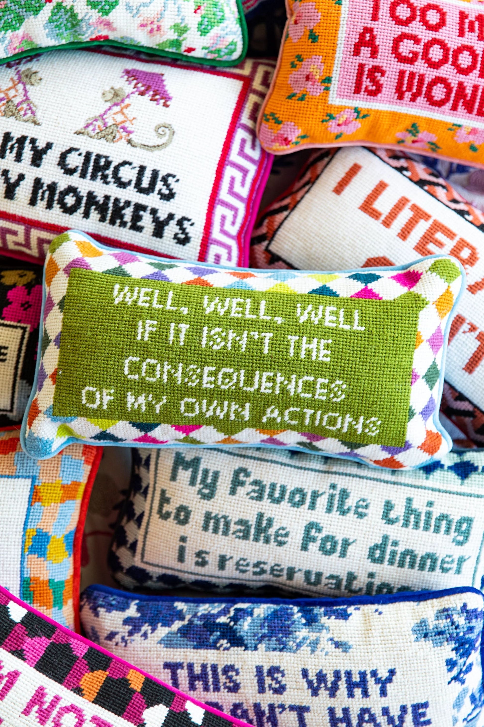 Well Well Well Needlepoint Pillow - Porcupine Paper Co.