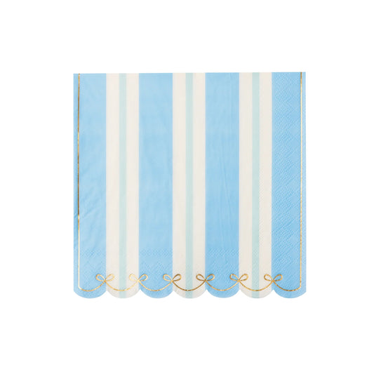 Blue & Mint Stripe Dinner Napkins | 20 Count - Porcupine Paper Co.