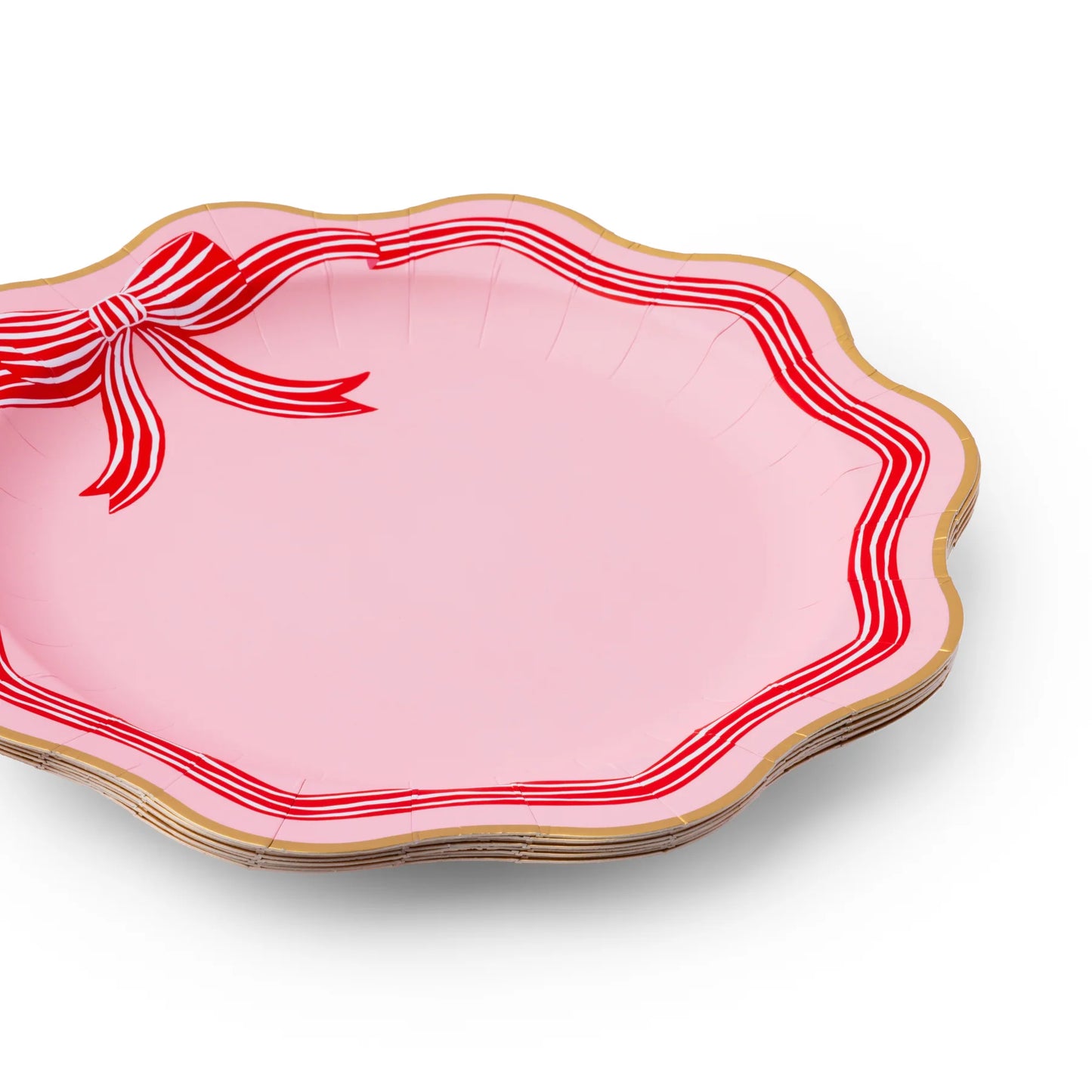 Elegant Pink Peppermint Bow Dinner Plates | 8 count