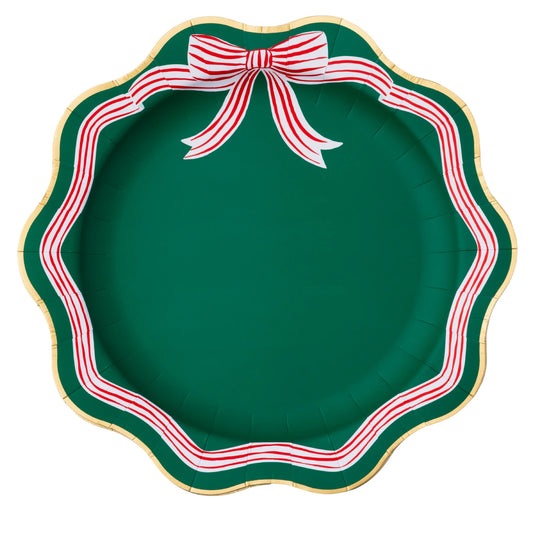 Elegant Green Peppermint Bow Dinner Plates 11" | 8 count