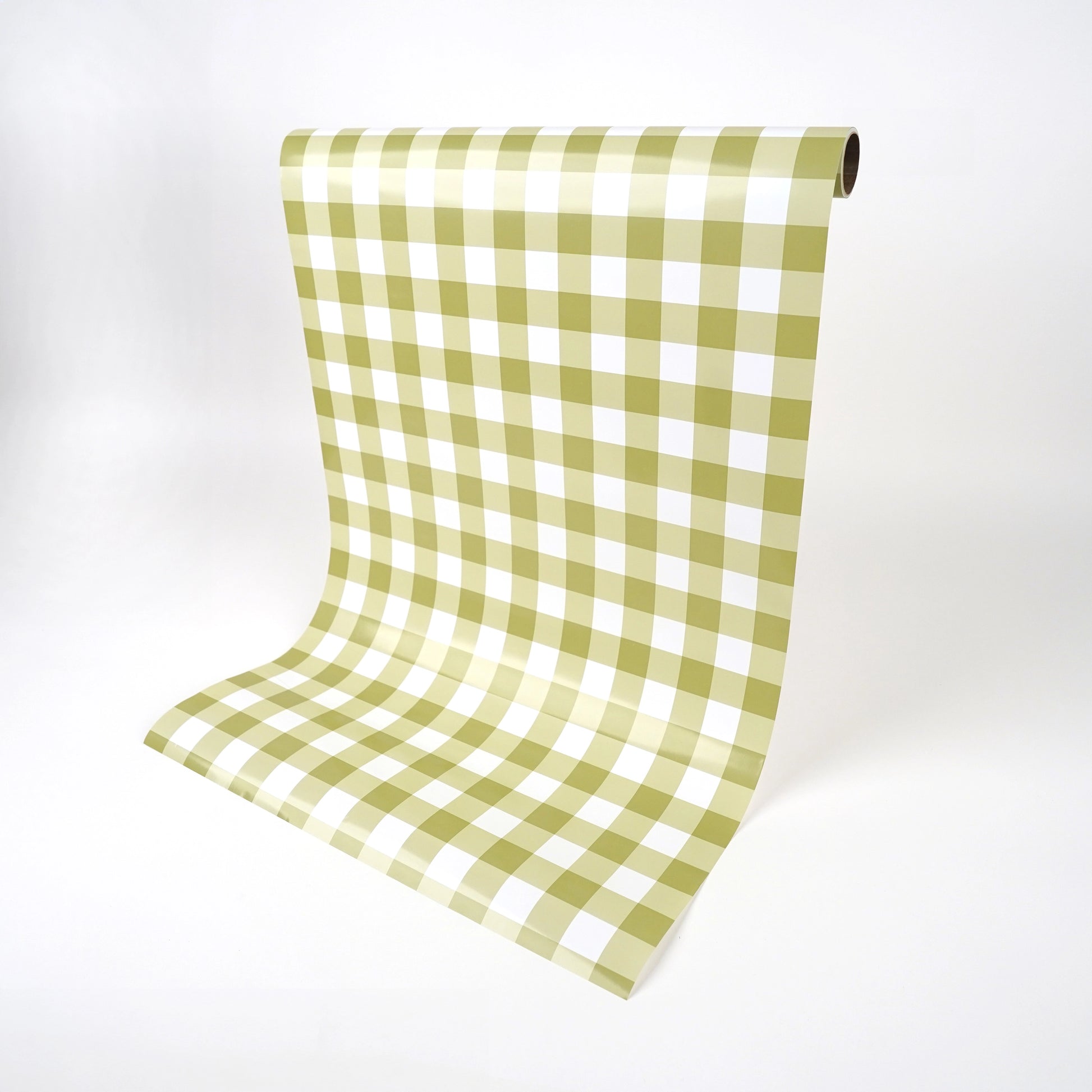Gingham Olive Paper Table Runner Porcupine Paper Co.