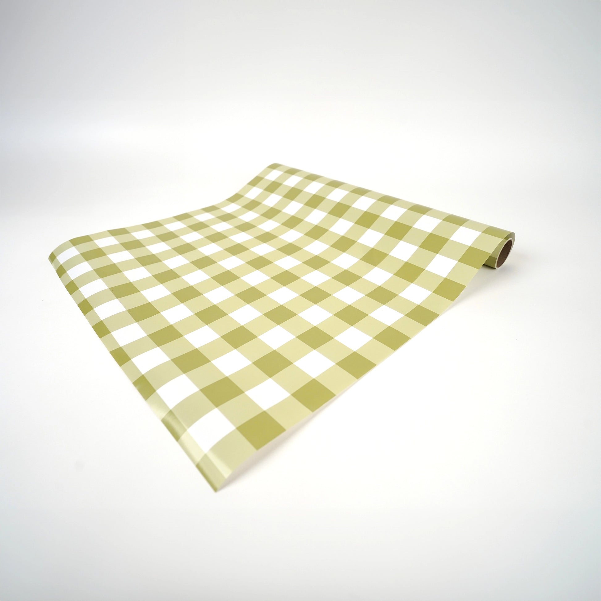 Gingham Olive Paper Table Runner - Porcupine Paper Co.