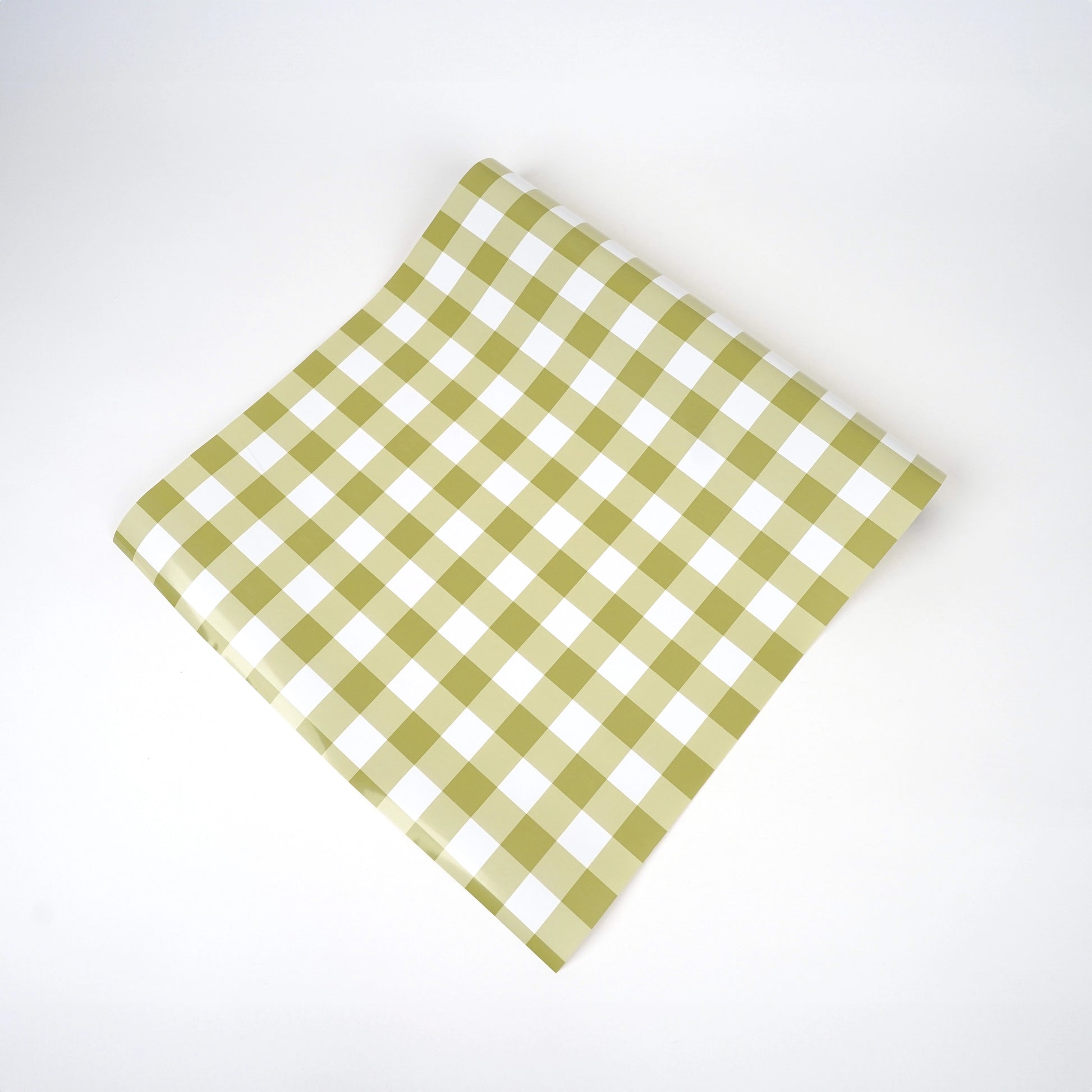 Gingham Olive Paper Table Runner - Porcupine Paper Co.