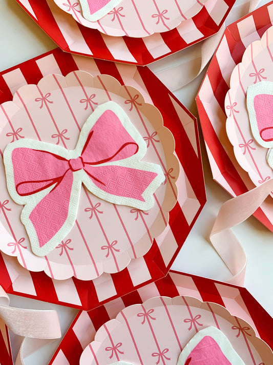 Petal Pink Signature Bow Small Plates | 8ct