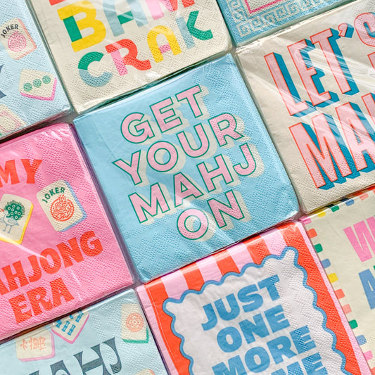 Set of Mahj cocktail napkins from soiree-sisters, featuring stylish, folded paper napkins for parties and events.
