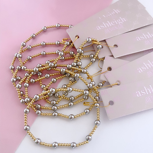 2MM & 4MM Mixed Metals, Gold-Filled Beaded Bracelet