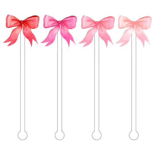 Ombre Pink Bows Stir Sticks | Set of 4