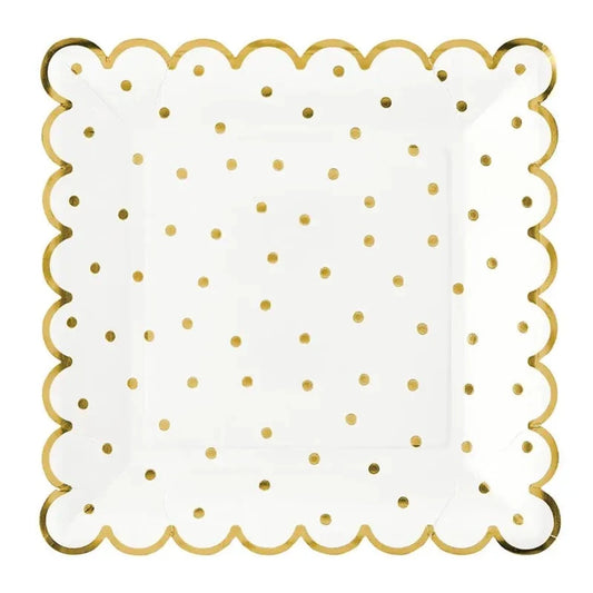 Gold Polka Dot Paper Plates 9" | Set of 8
