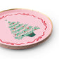 Pink Christmas Tree Dessert Plates 8" | Set of 8