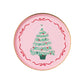 Pink Christmas Tree Dessert Plates 8" | Set of 8