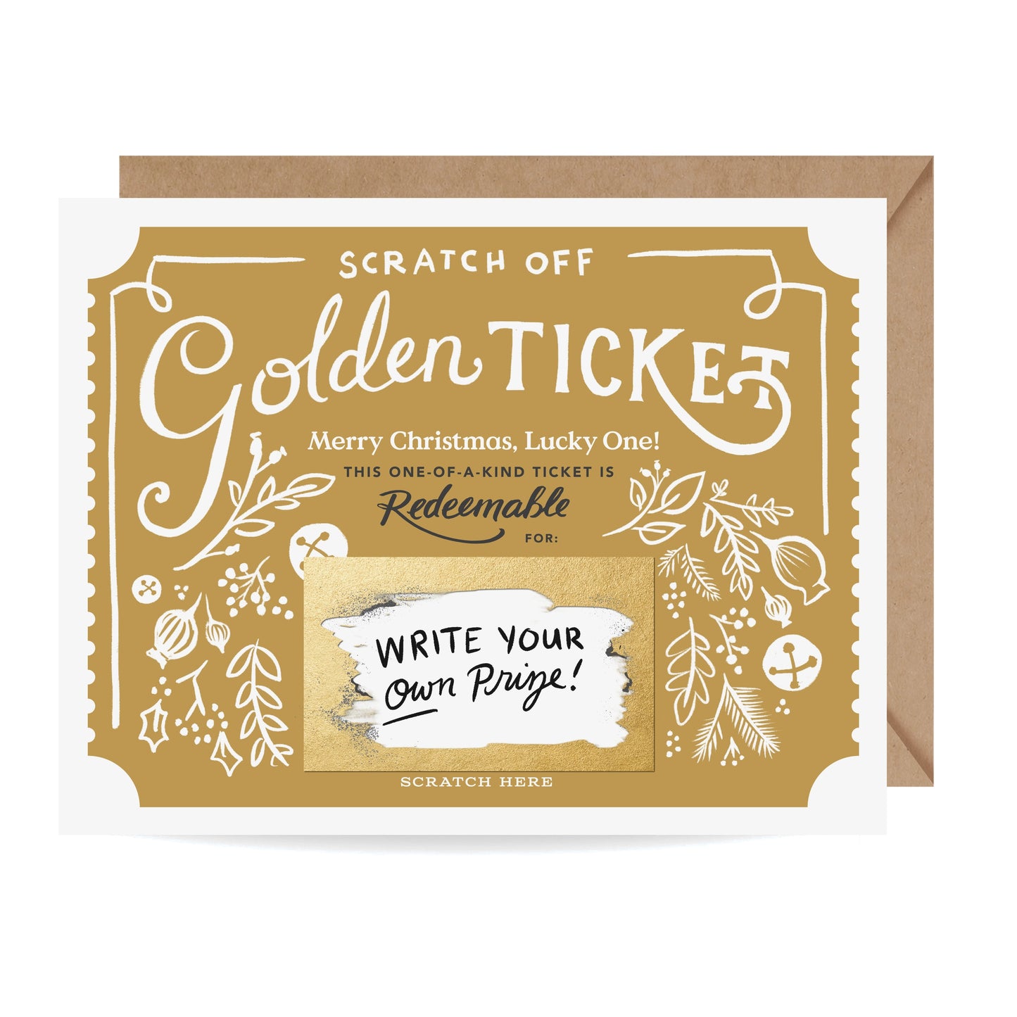 Scratch-Off Christmas Golden Ticket - Holiday Card