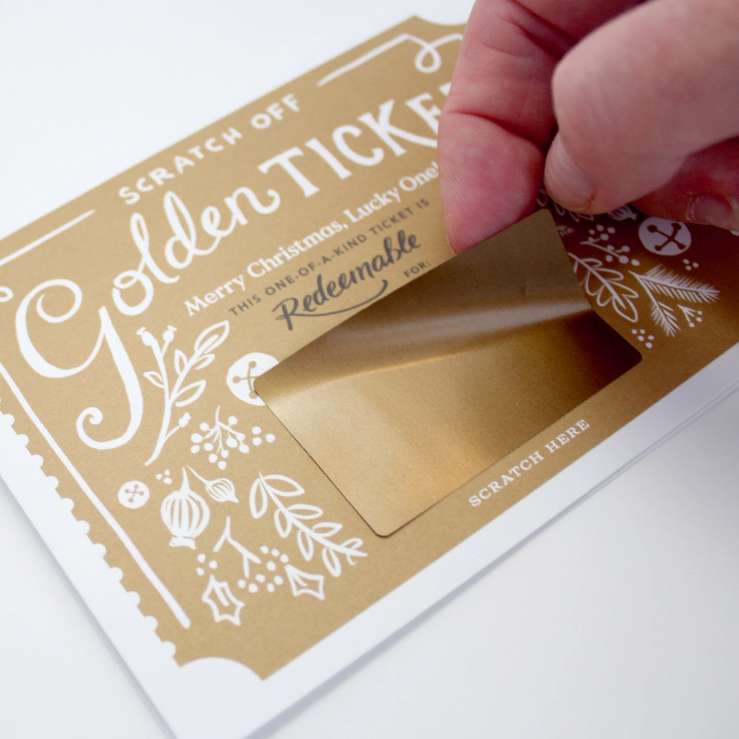 Scratch-Off Christmas Golden Ticket - Holiday Card