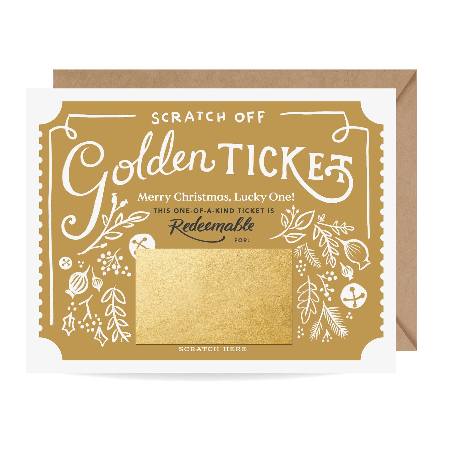 Scratch-Off Christmas Golden Ticket - Holiday Card