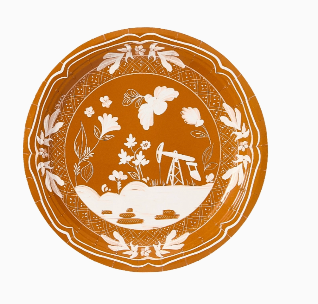PRE-ORDER | Texas Nodding Donkey Paper Plates 8" | 8 count