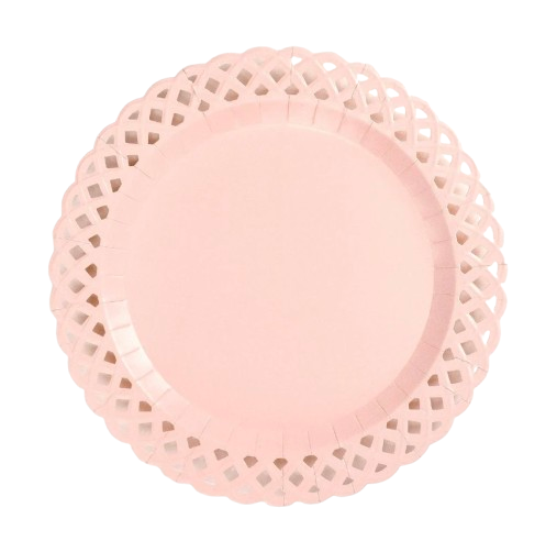 Pink Basketweave Dinner Paper Plates by Gatherings, 10.5-inch, set of 8, featuring a stylish basketweave design for special occasions.