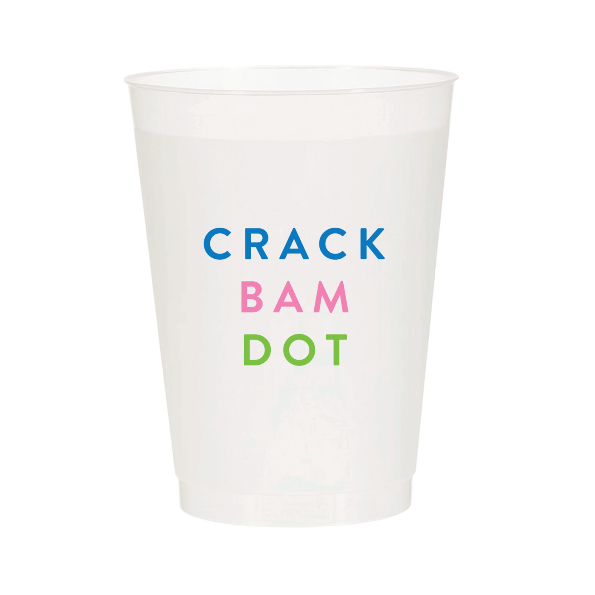 Six frosted Crack Bam Dot Mahjong cups in a pack, featuring colorful dot patterns, from Sip Hip Hooray.