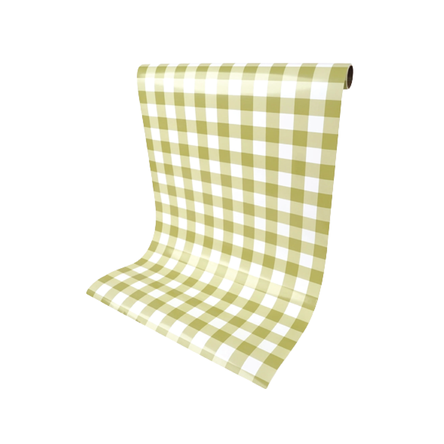 Gingham Olive Paper Table Runner - Porcupine Paper Co.