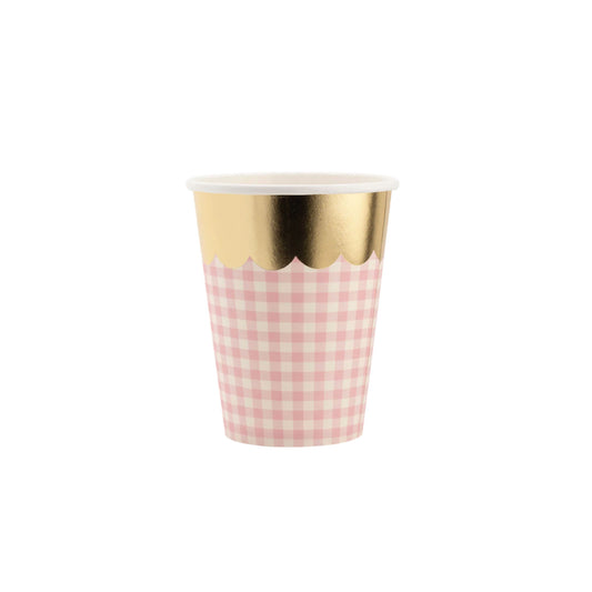 Gingham Cups with Gold Scallop
