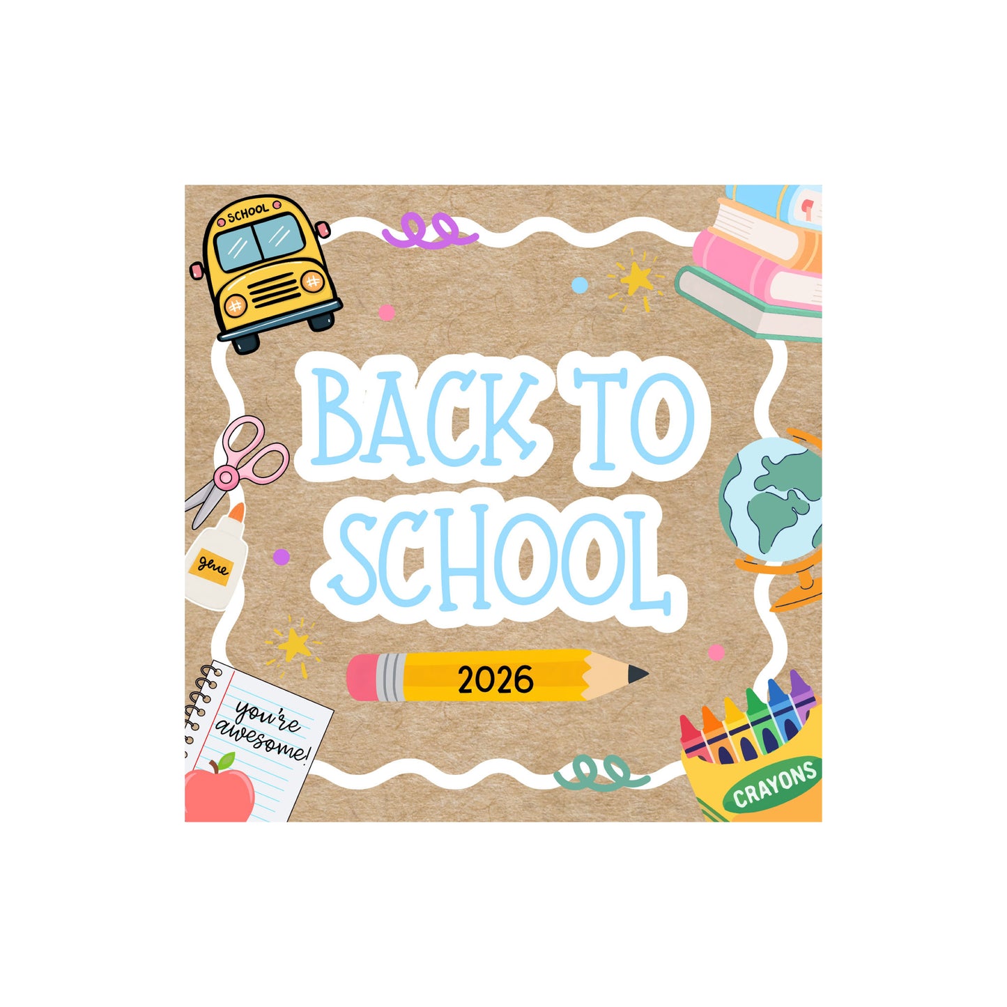 Hand Painted Back to School Craft Banner | 36" x 36"