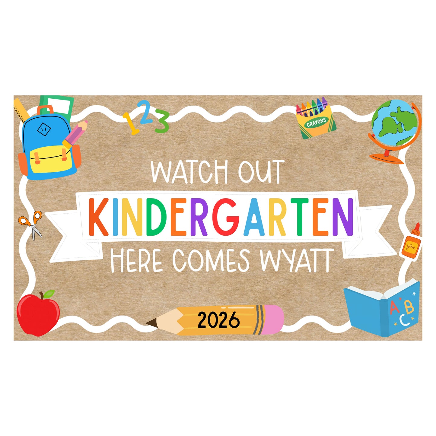Hand Painted Back to School Customizable Banner - Large | 36" x 48"