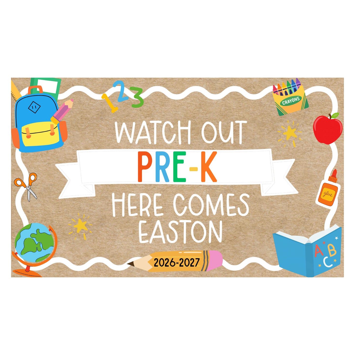 Hand Painted Back to School Customizable Banner - Large | 36" x 48"